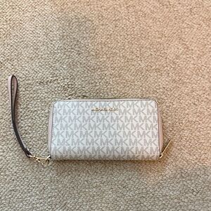 Michael Kors Beige Logo Wristlet